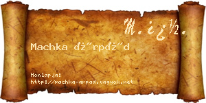 Machka Árpád névjegykártya